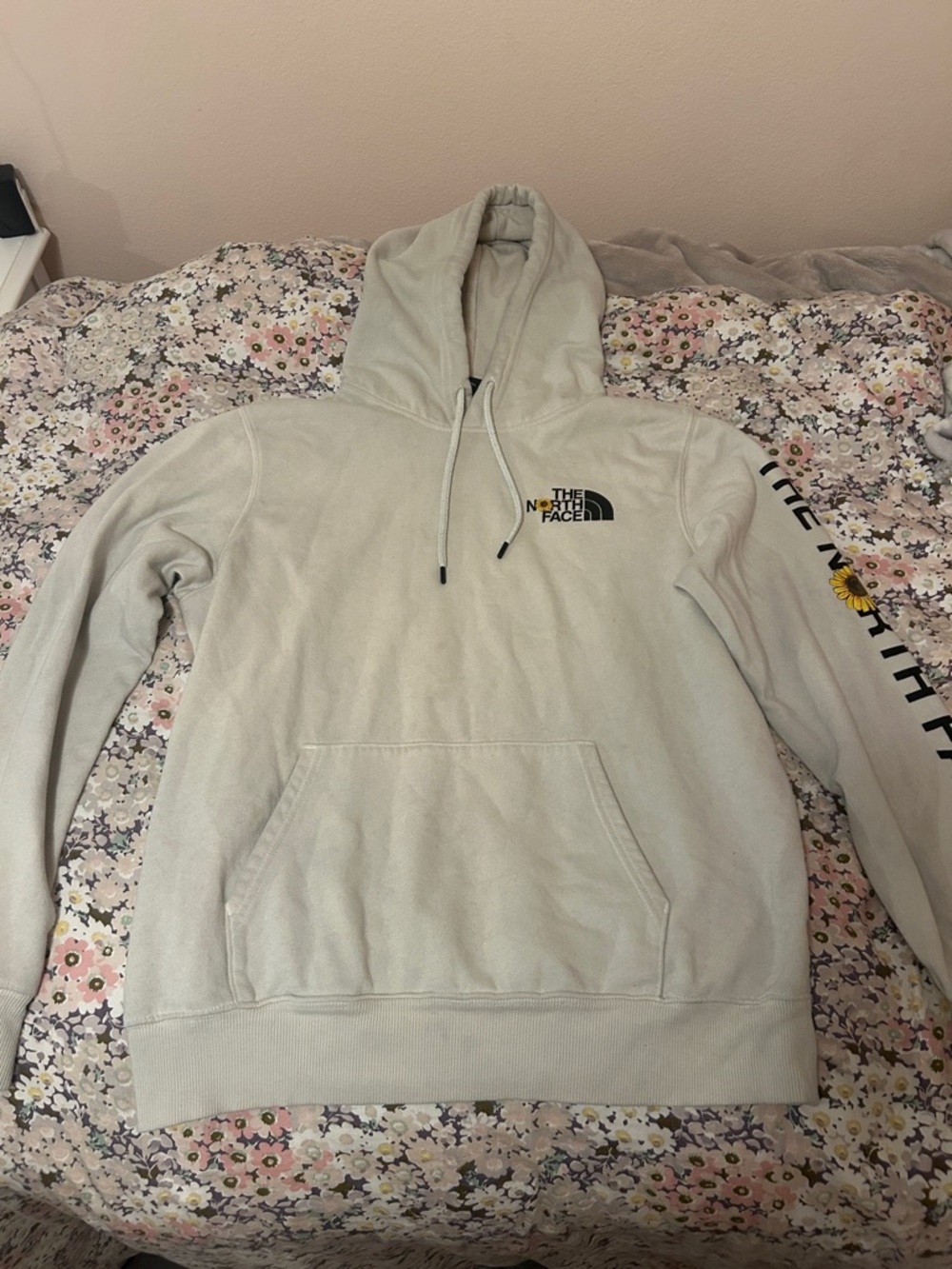 The North Face Men's Crewneck Hoodie - Cream with Black Logo